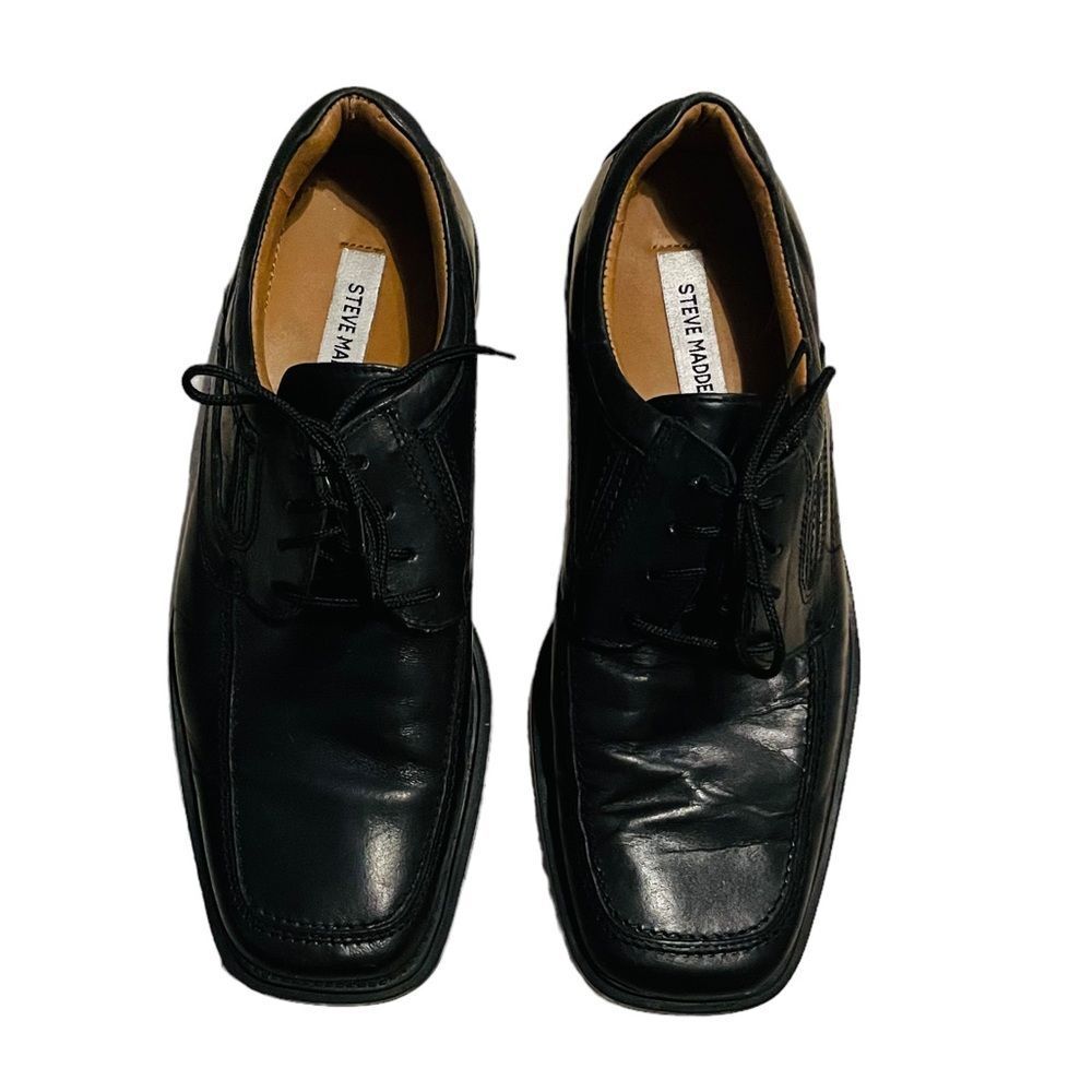 Steve Madden Tango Black Leather Oxford Dress Shoes  - Size 9.5